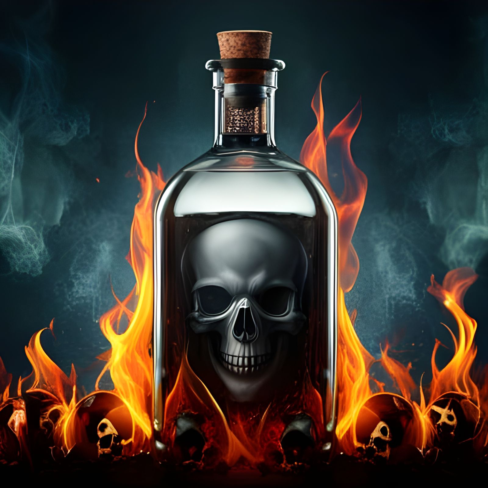 Magic Crystal Bottle of Poison with Skull