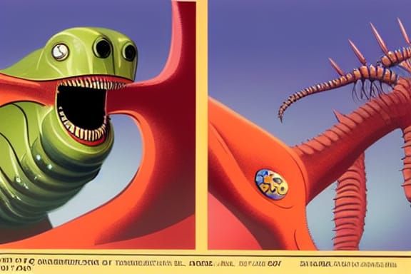 Alien Robot Cyborg Monster in Retro Sci-Fi Style