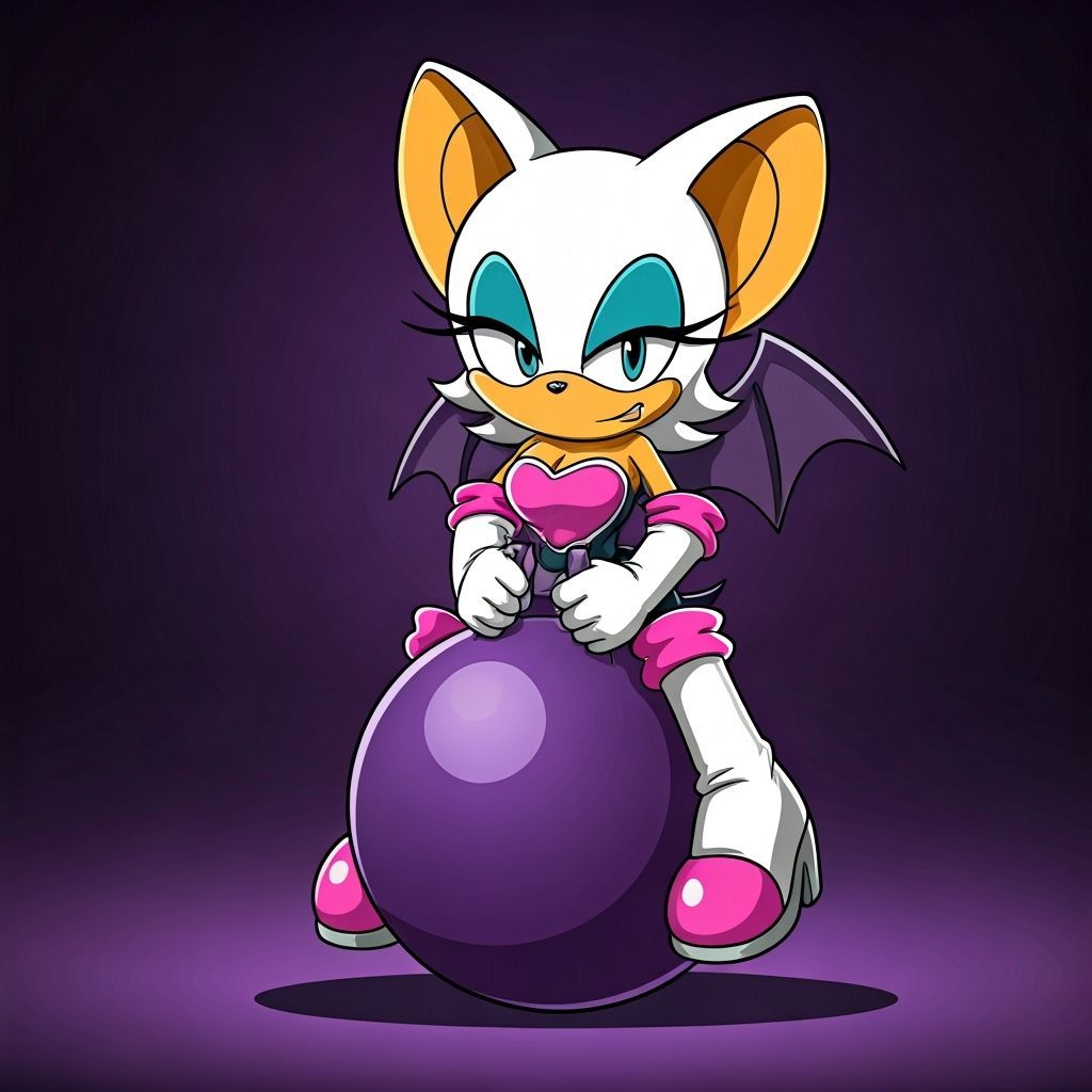 Rouge the Bat Bounces on Hopper Ball in Comic Style