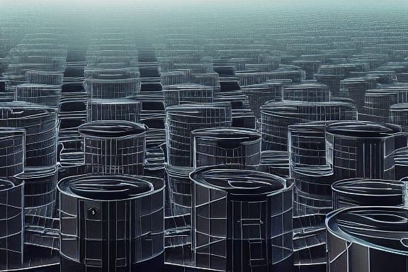 Sci-Fi City in New Objectivity Style