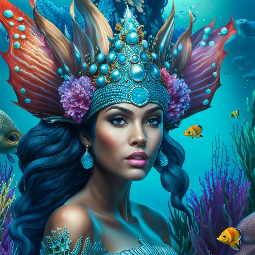 Majestic Mermaid Queen Underwater Kingdom