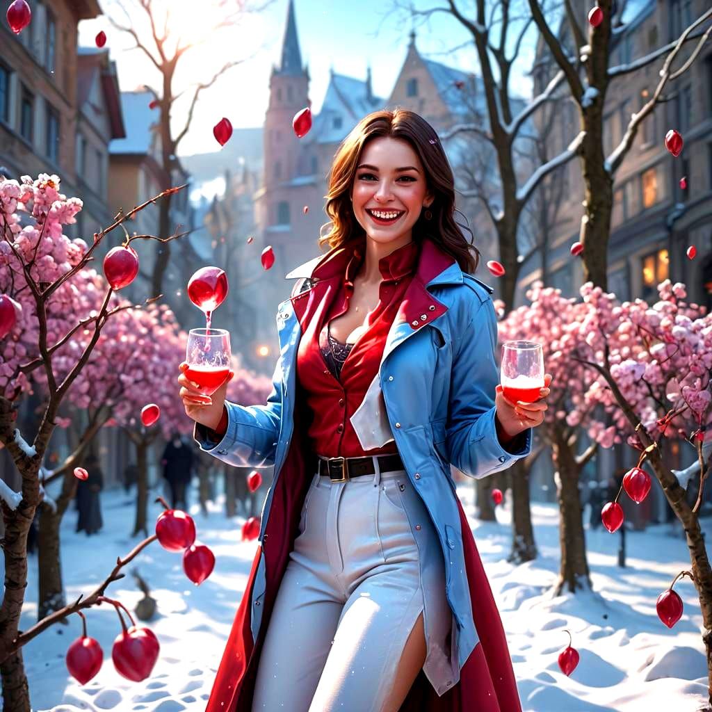 Stylish Woman with Grape Juice: Fantasy Concept Art