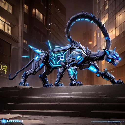 Cybernetic Displacer Beast Prowling Megacity Street