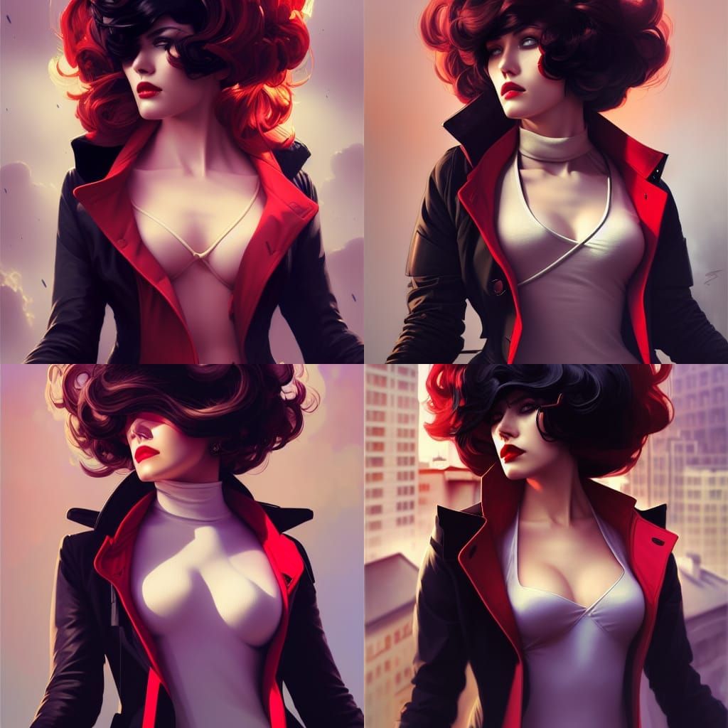 Spy Woman Portrait in Art Nouveau Style