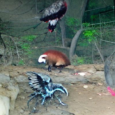 Vulture and Red Panda Hybrid Creature