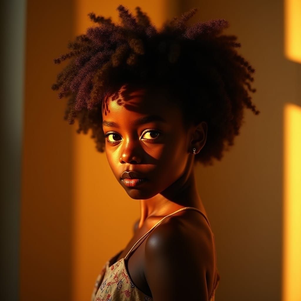 Cinematic Portrait of a Young Girl in Film Noir