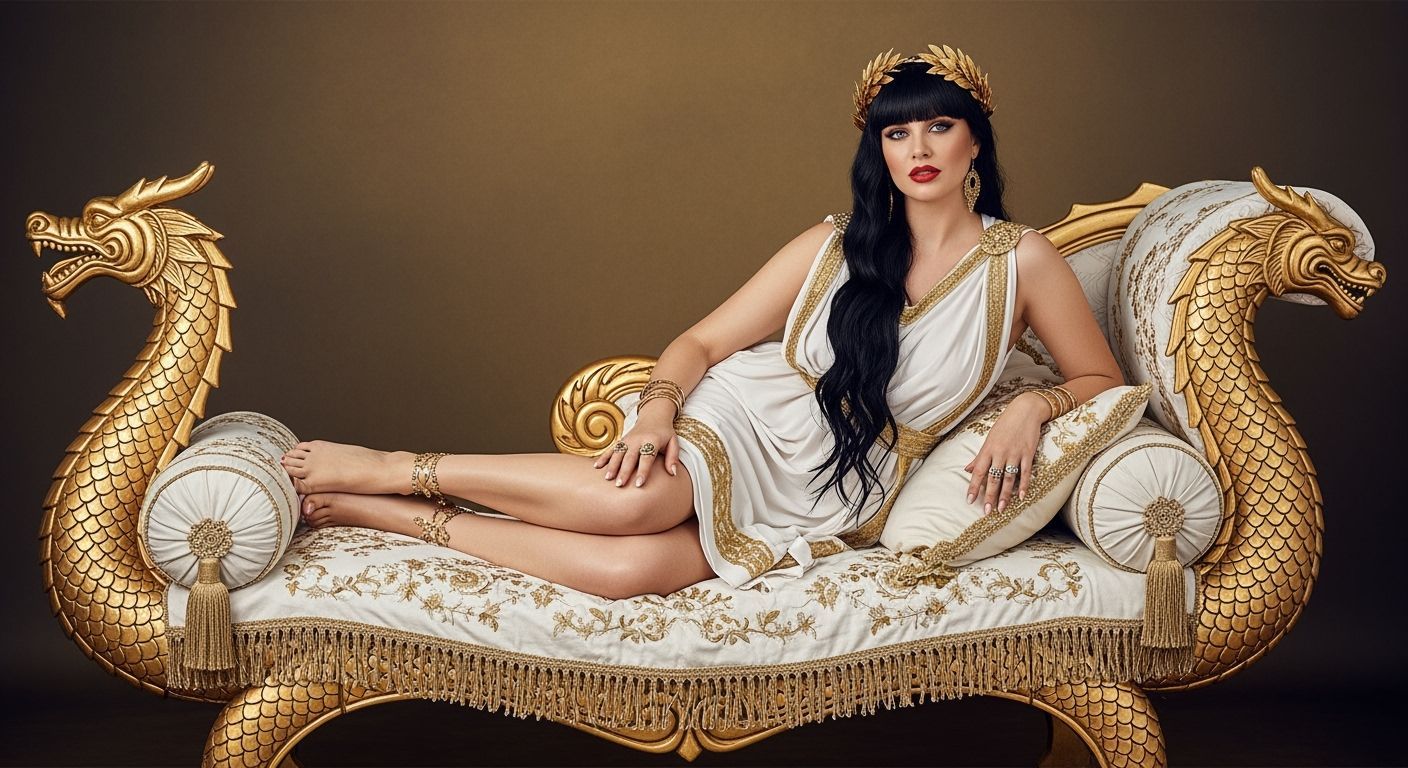 Seductive Roman Empress on Dragon Chaise Longue