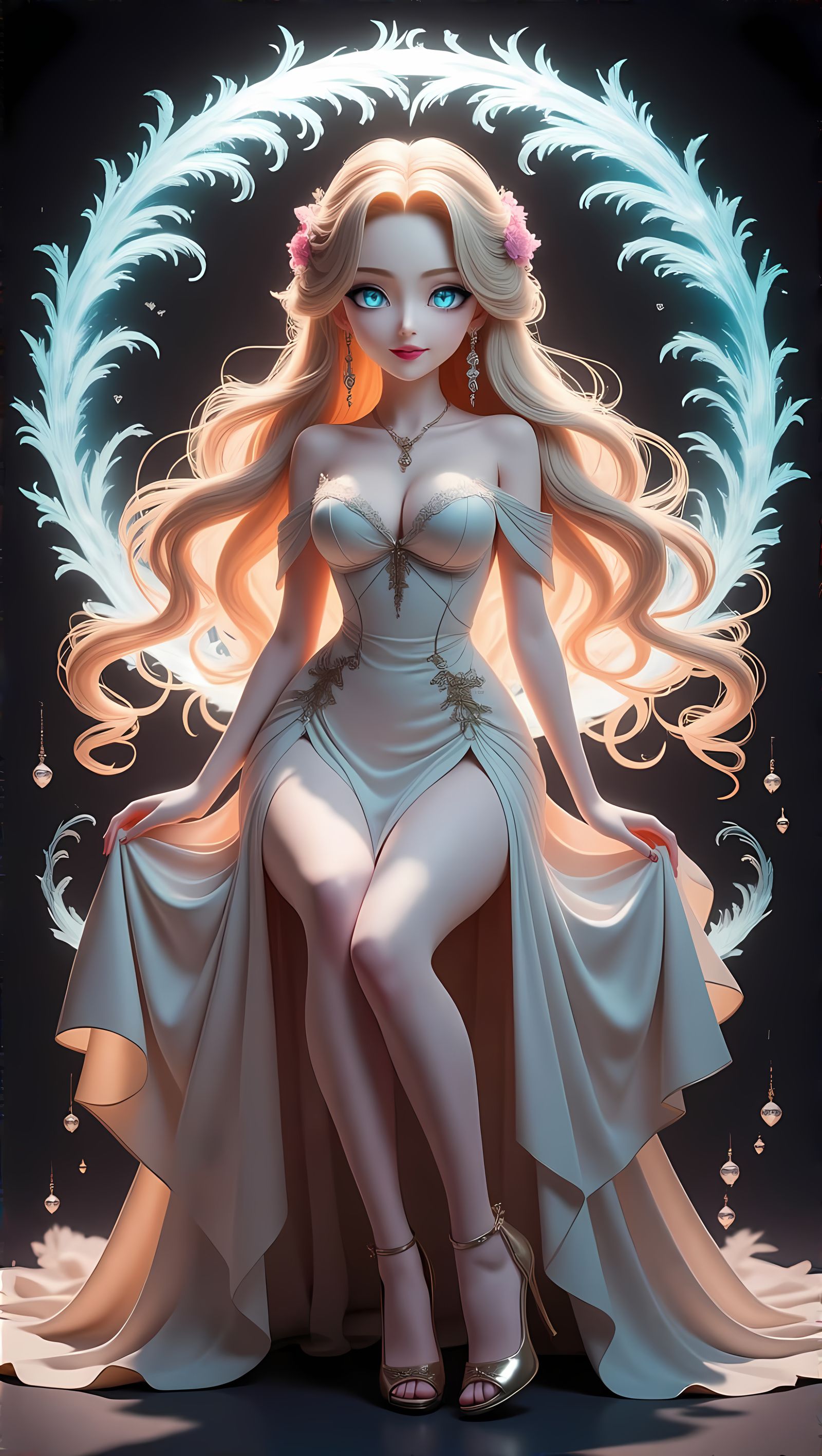 Ethereal Blonde Goddess Radiates Fantasy Elegance