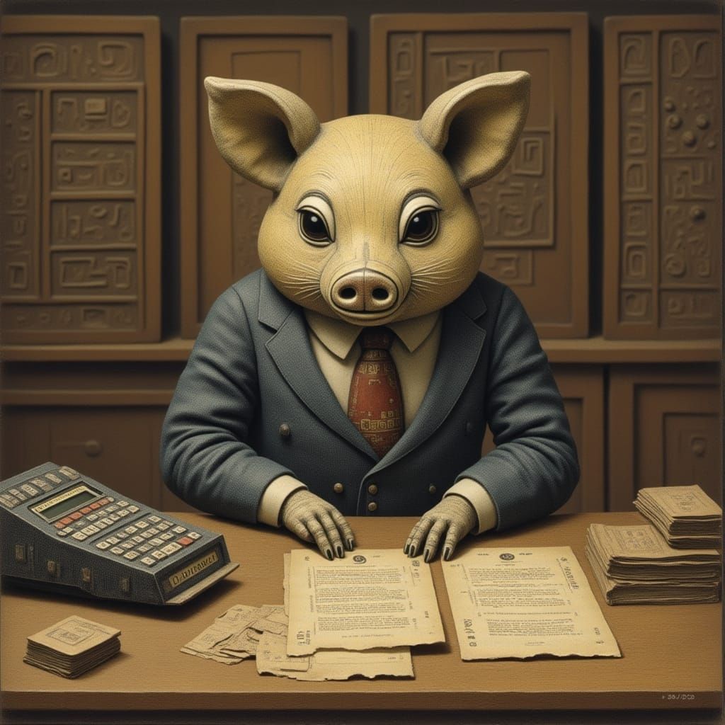 Pig Banker in Beatrix Potter Style