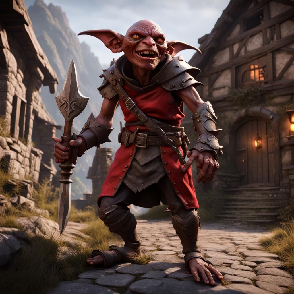Menacing Goblin in Red Armor, 8K Unreal Engine Render