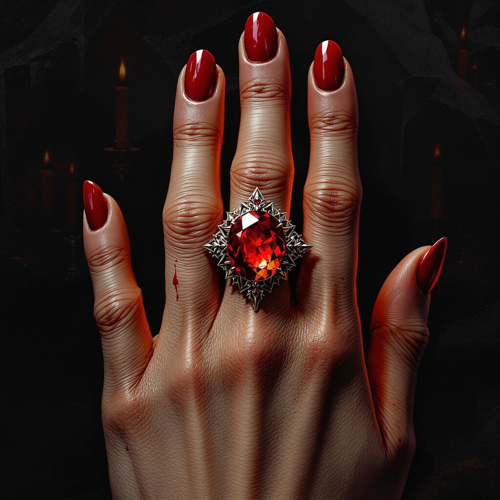Majestic Dragon's Blood Ring in Dark Fantasy Style