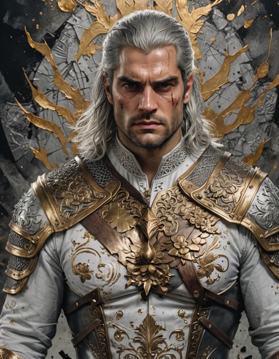 Hyperrealistic Geralt of Rivia in Etruscan Style