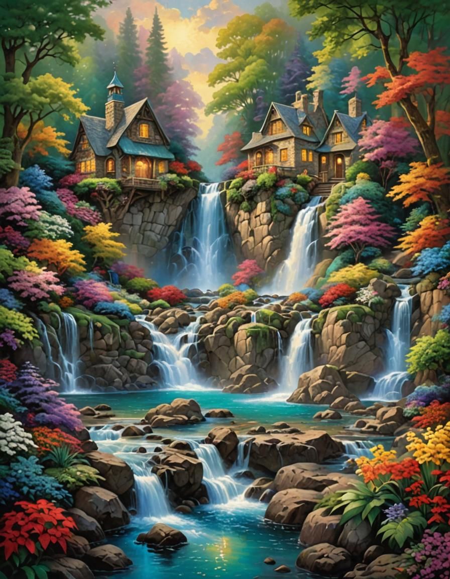 Idyllic Cascade Cottages: 3 Emoji, 3 Words, 3 Artists Challenge