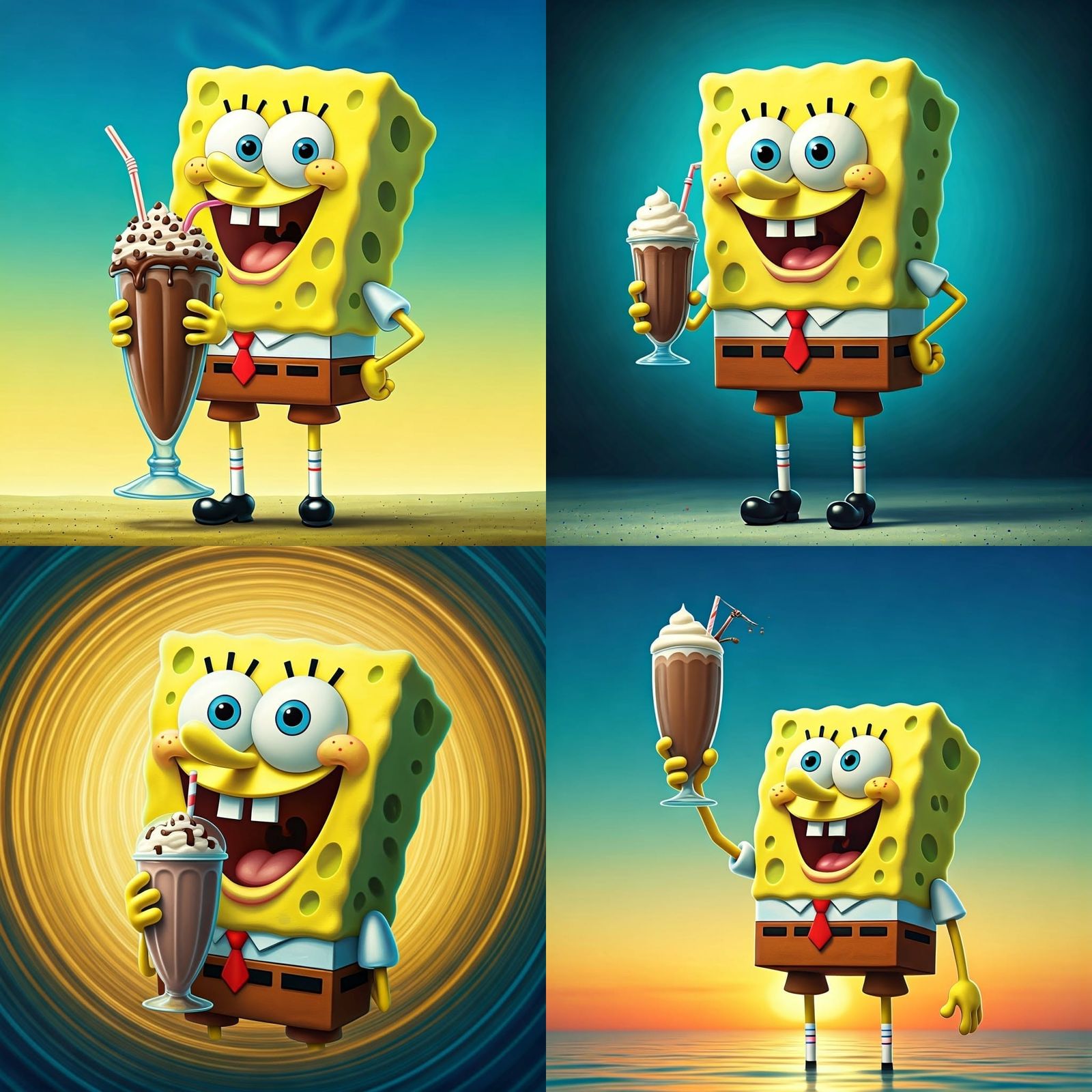 SpongeBob SquarePants and Chocolate Milkshake: 3D Digital Ar...