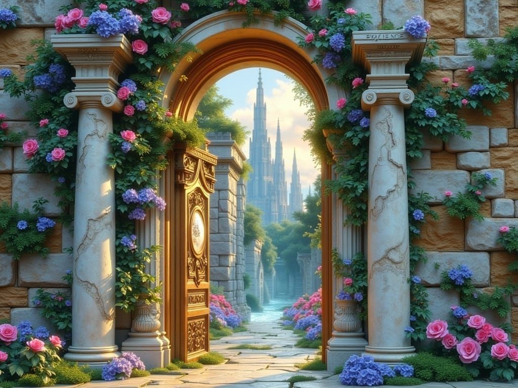 Abandoned City Portal to Shimmering Crystal Cathedrals