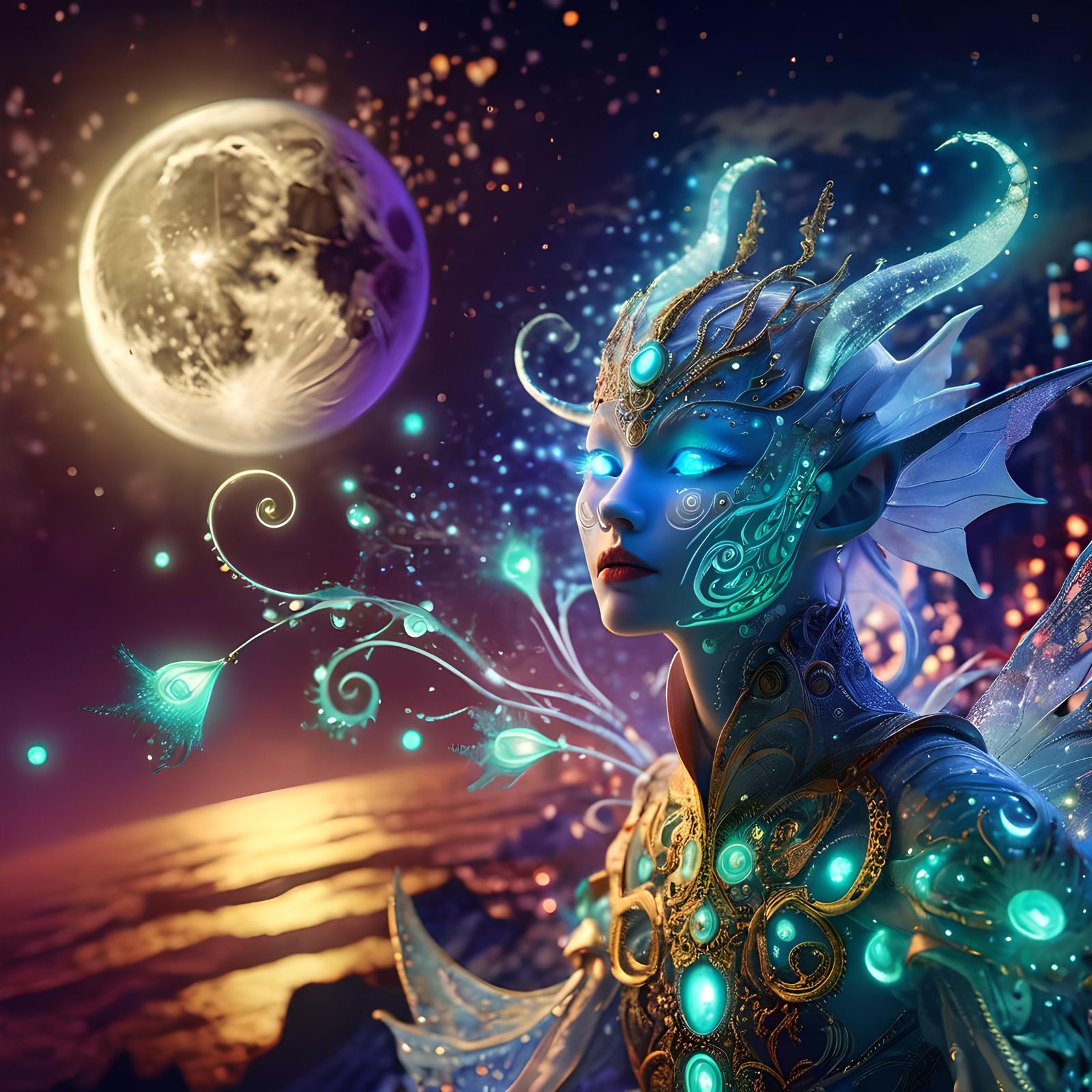 Bioluminescent Fabled Creature in Kay Nielsen Style