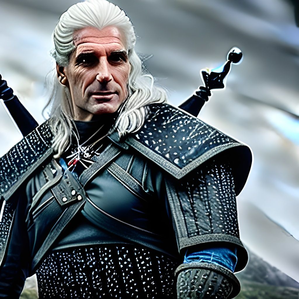 Leslie Nielsen as The Witcher: AI Reimagining