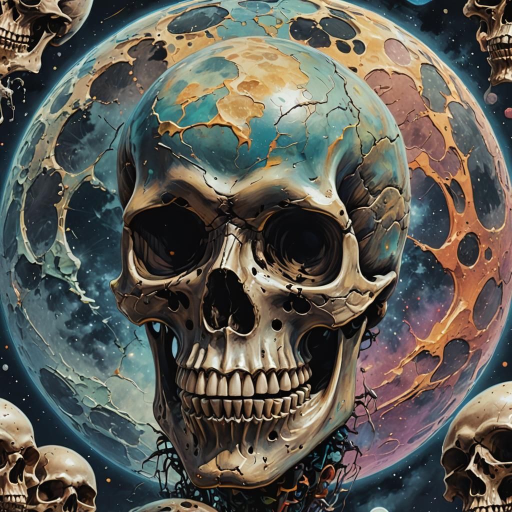 Hyperrealistic Skull Moon Concept Art