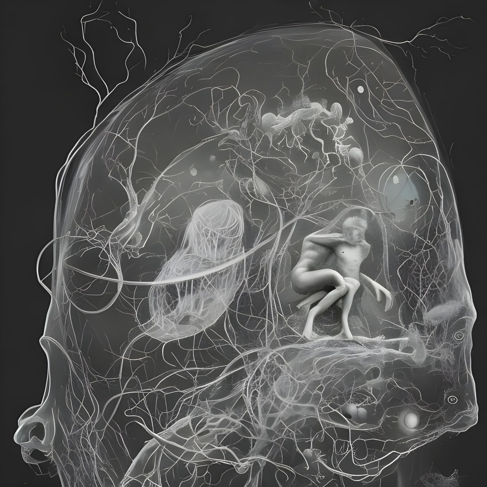 Cyborg Squid in Trash with Alien Tech