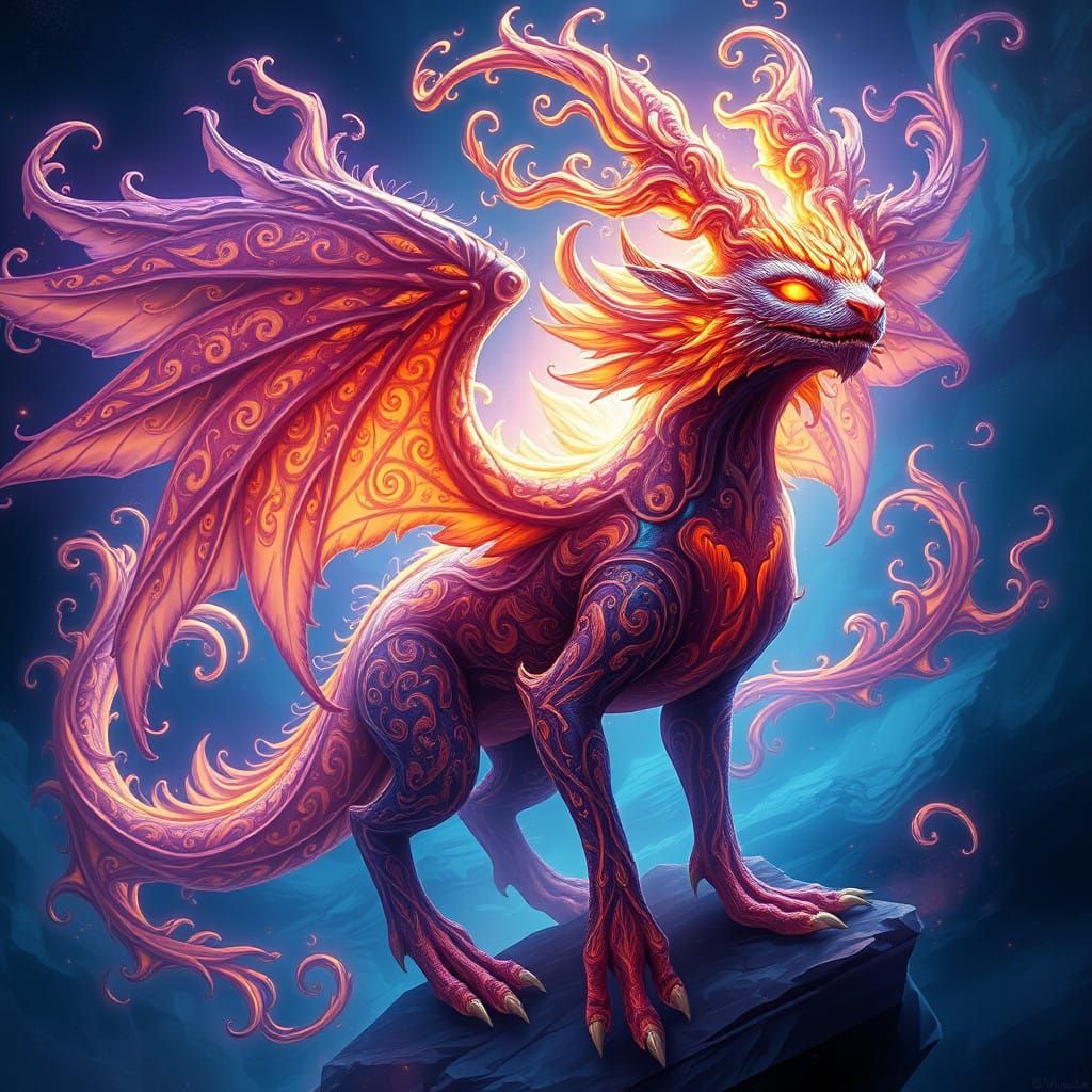 Ethereal Greek Mythological Creature in Vibrant, Dreamlike L...