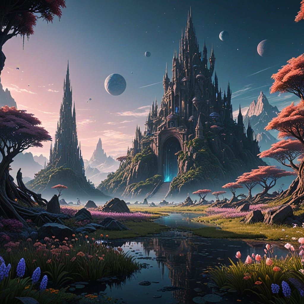 Ethereal Alien Landscape Matte Painting