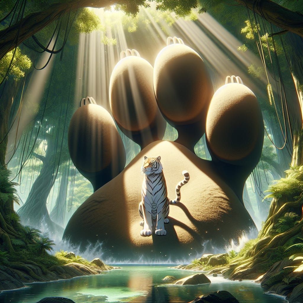 Anime Tiger in Rainforest Pawprint