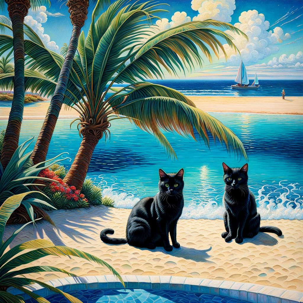 Double the Charm: Mongo and Sparkle Enjoying Paradise by the Pool