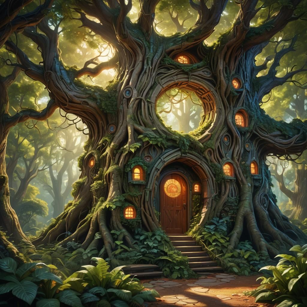 Lush Alternate World: Giant Tree Homes