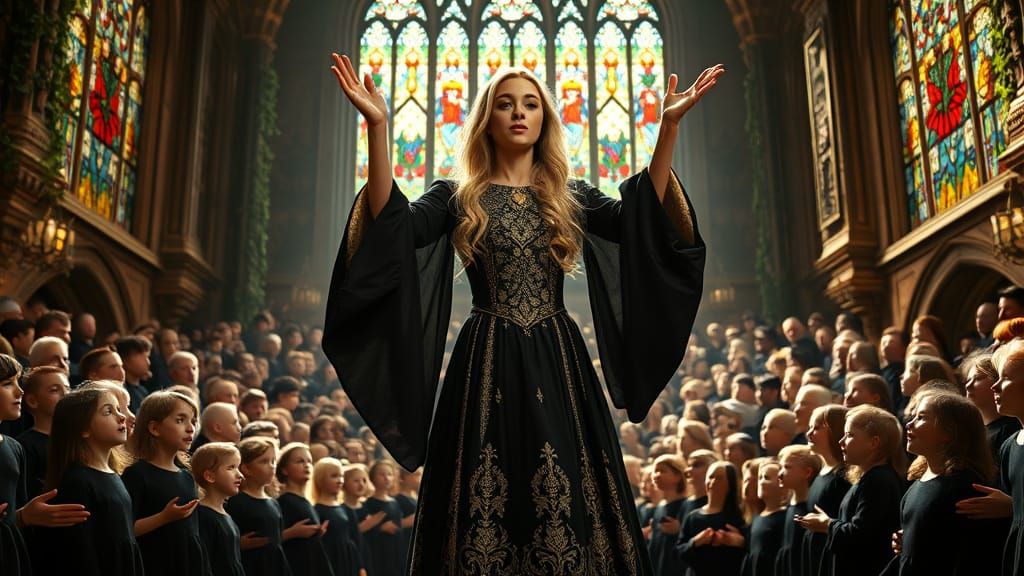 Ethereal Gothic Queen Conducts Heavenly Choir