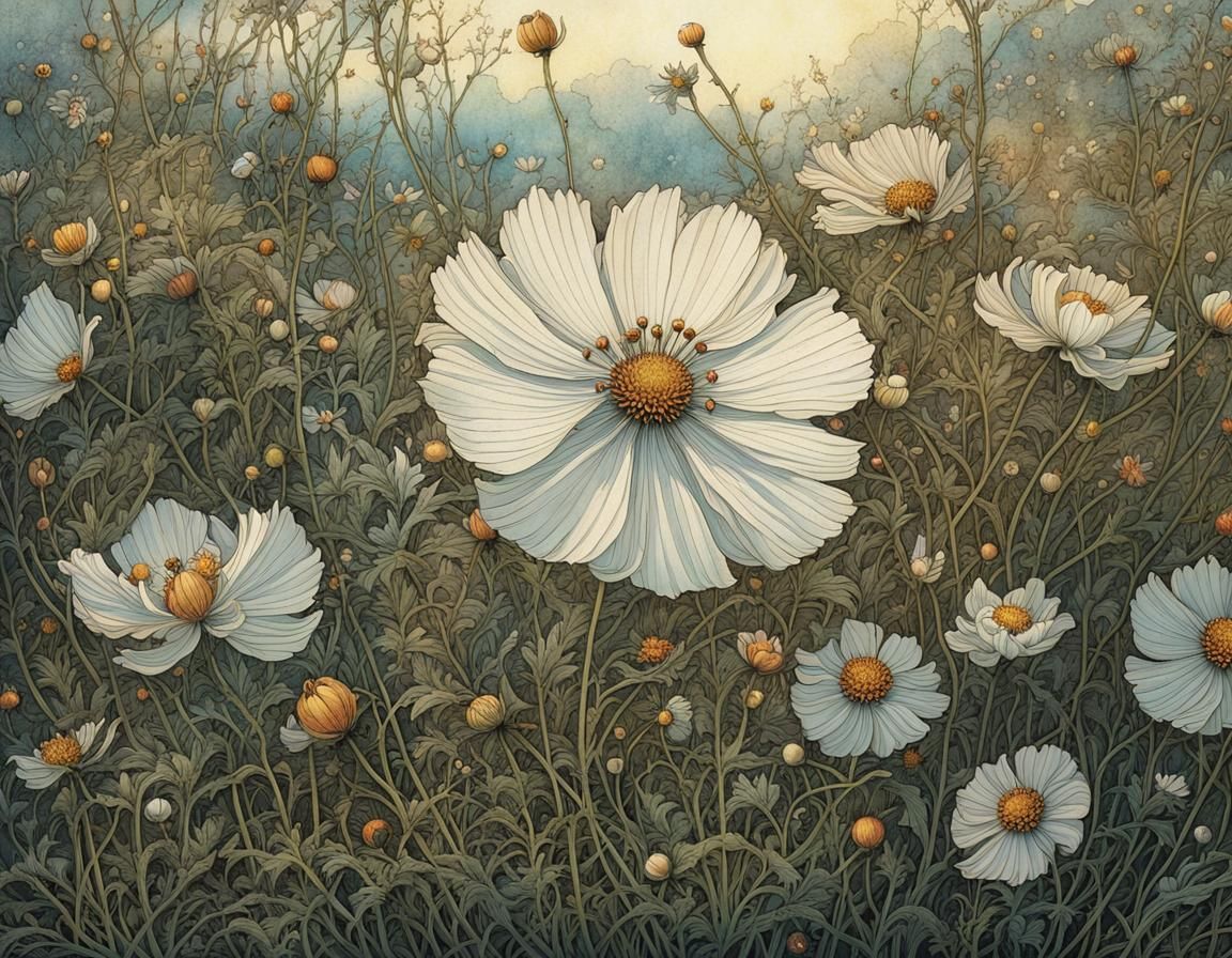 Whimsical Celestial Blossom in Intricate Detail