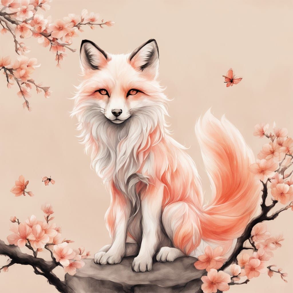 Serene Peach Goddess in Sepia Hues