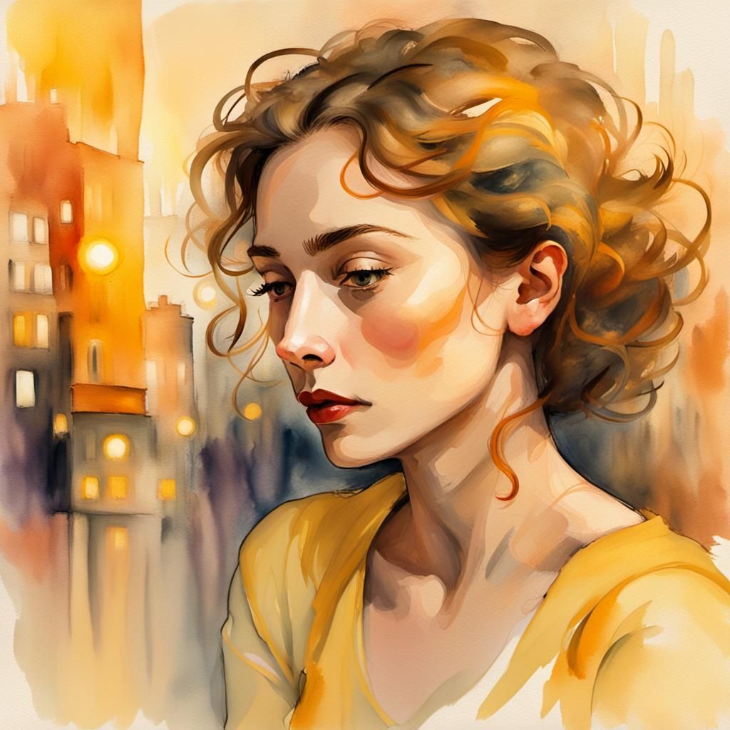 Woman's Face in Watercolor Shadows: A Macro Portrait