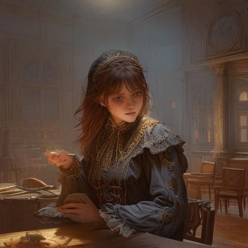 Crying Nurse in Ornate Victorian Hospital: Fantasy Art