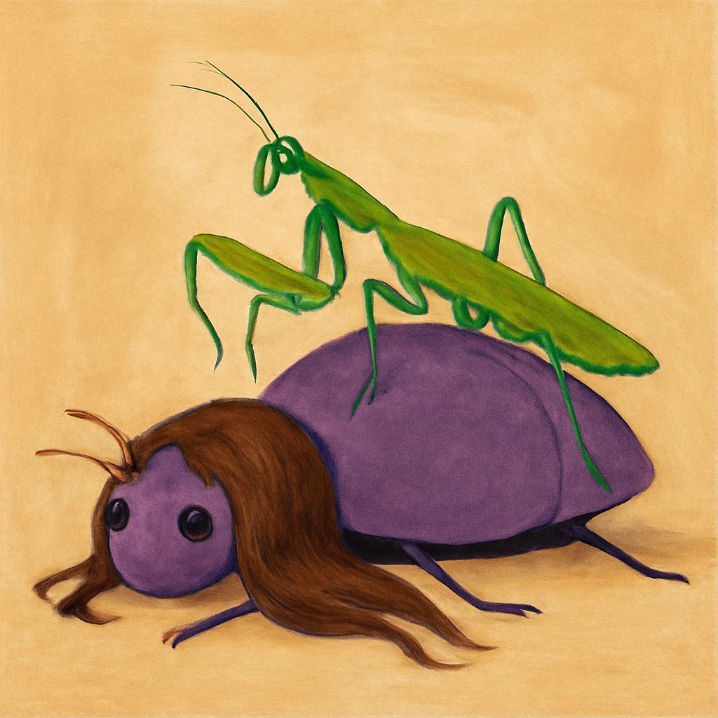 Purple Bug with Praying Mantis Digital Art