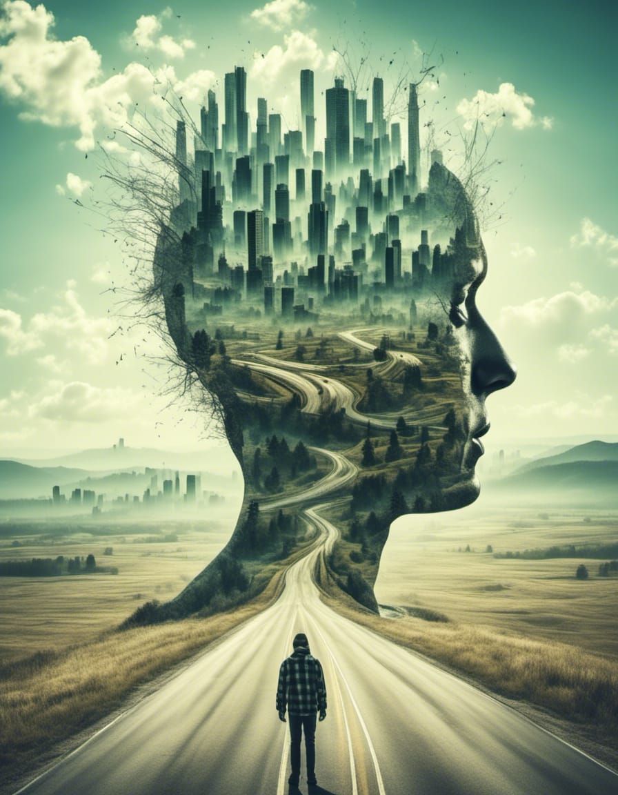 Double Exposure Silhouette Mindscape Splash Art