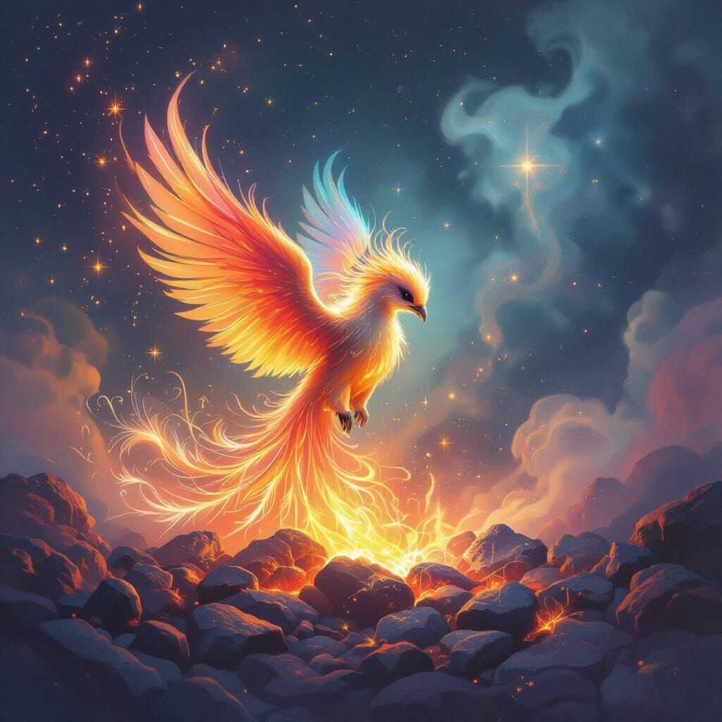 Baby Phoenix Rises From Cosmic Embers