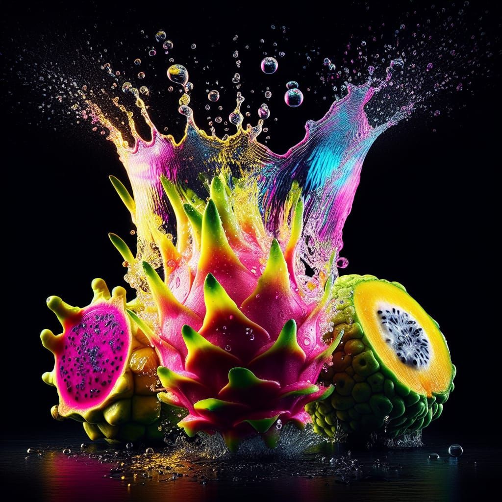 Pitaya and Cherimoya: A Vibrant Water Splash