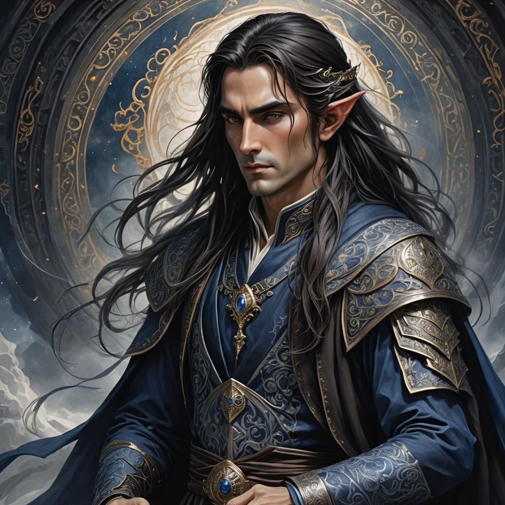 Elegant High Elf Noble in Mystical Setting
