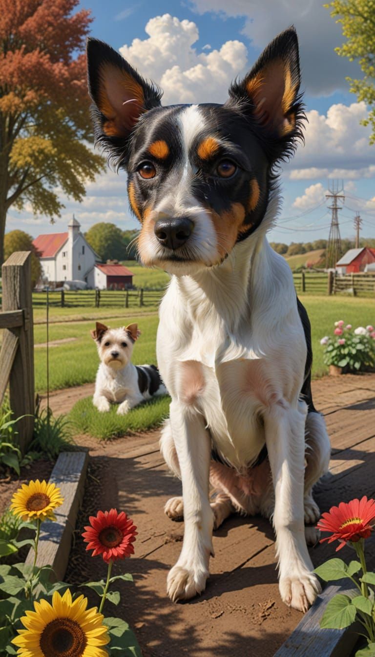 American Gothic with Angel Winged Terrier