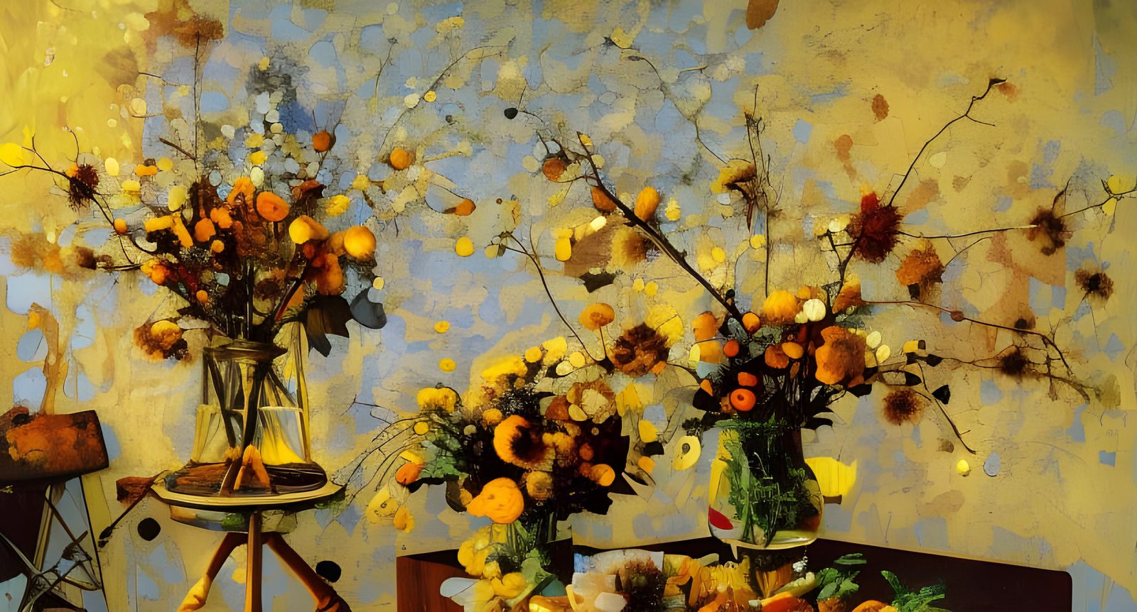 Dry Flower Bouquet in Copper Bucket, Hyperrealist Painting