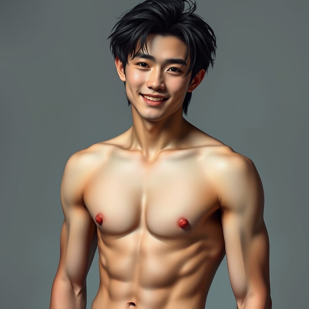 Chiseled Young K-Pop Idol in a Richly Detailed Fantasy Lands...