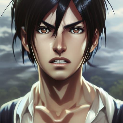 Eren Yeager Portrait in Hyperrealistic Style