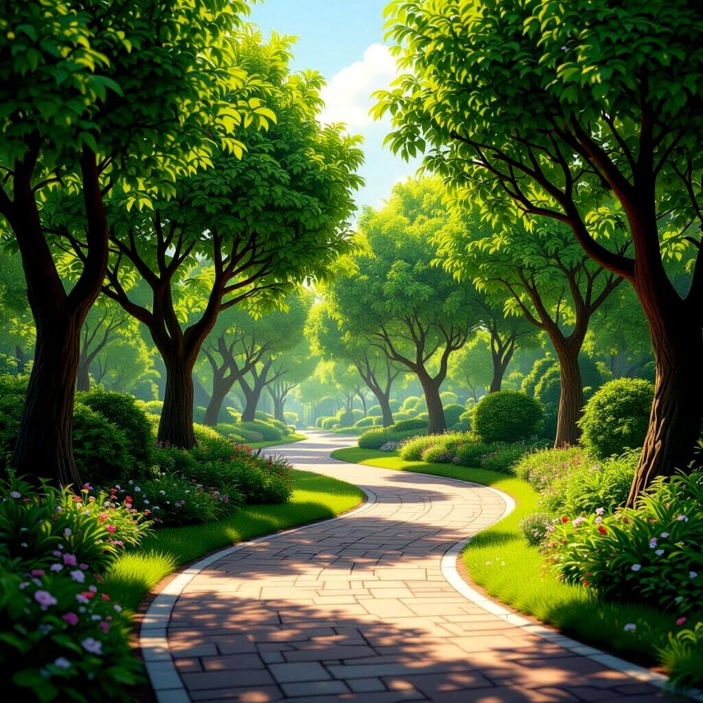 Autumn Park Scene in Detailed 3D Anime Style