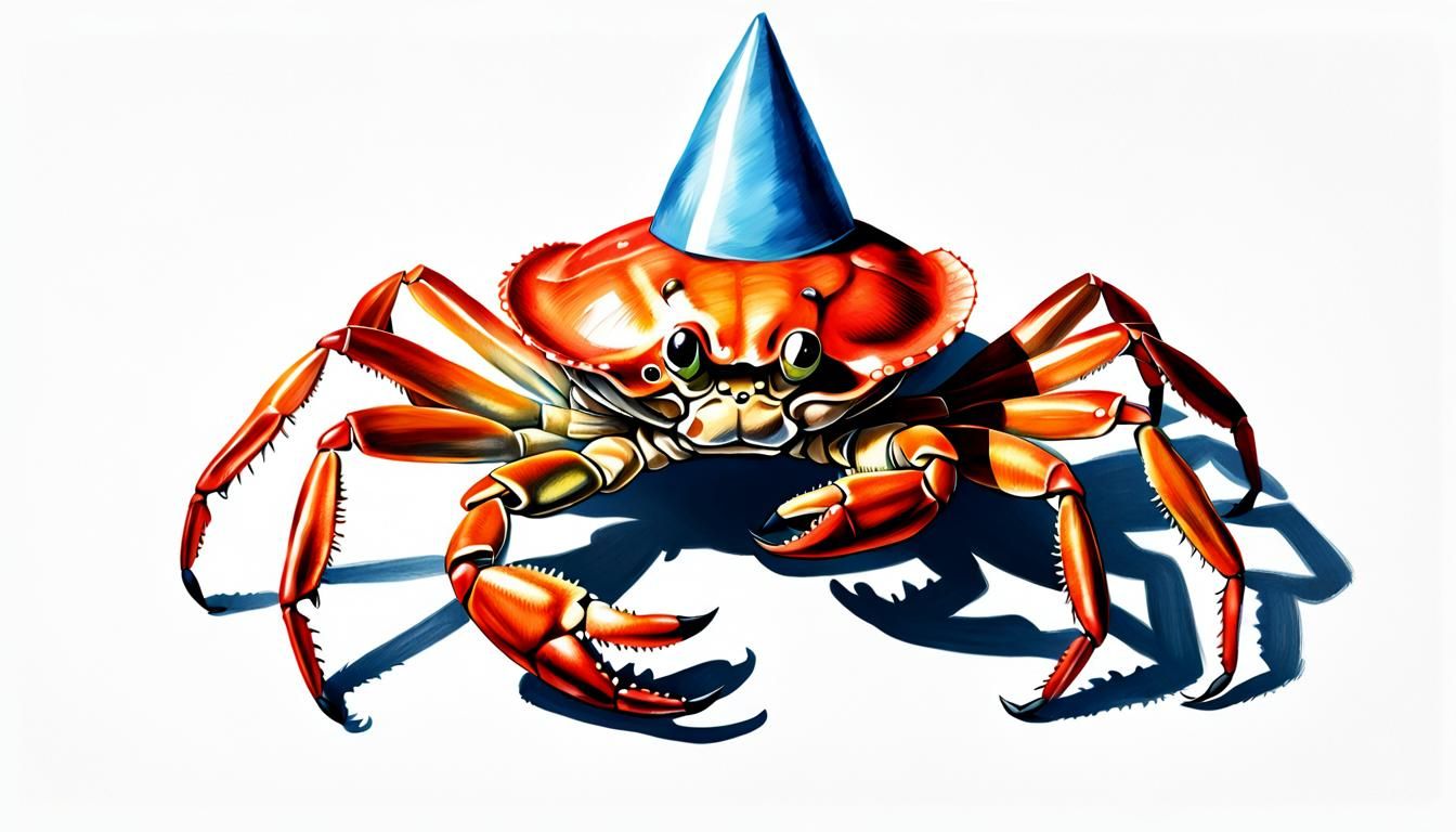 Crab Celebrates Birthday in Hyperrealistic Drawing