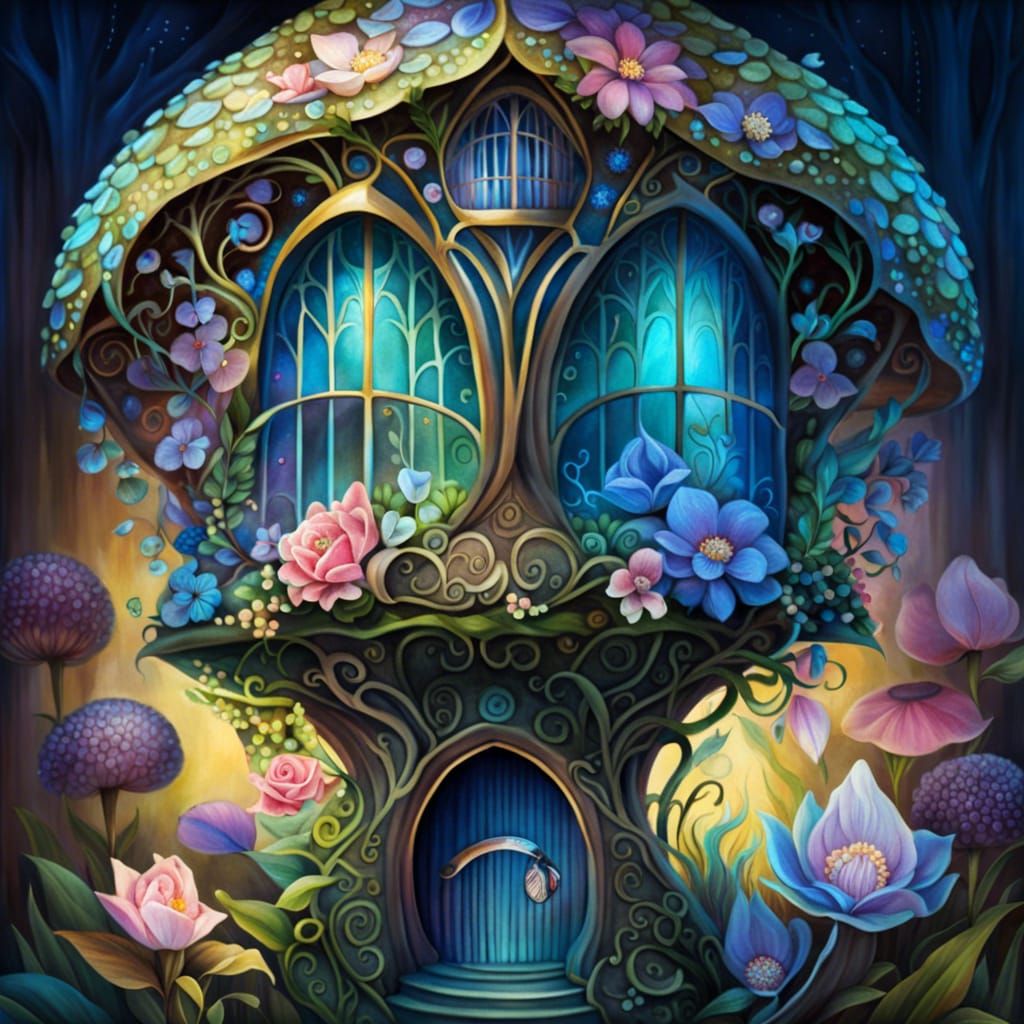 Enchanting Fairy Flower House in Detailed Fantasy Art
