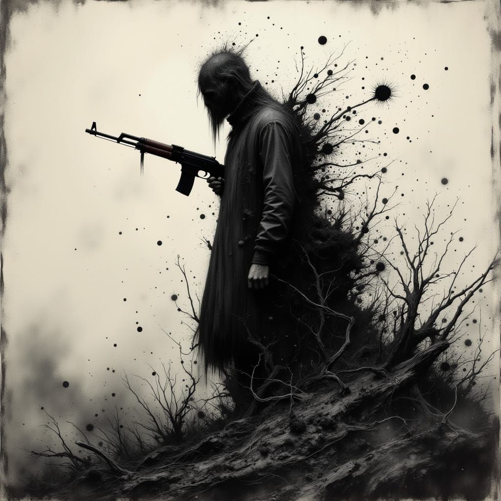 War-Torn Landscape of Sorrow and Loss