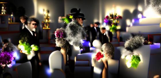 Decadent Mafia Wedding Scene in Film Noir Style