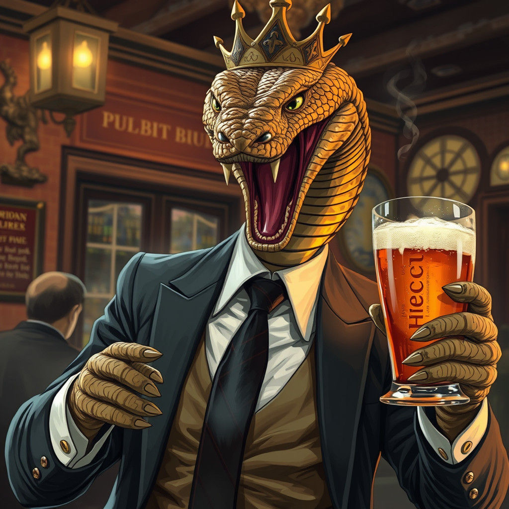 Sinister Cobra in a Suit at the Pub
