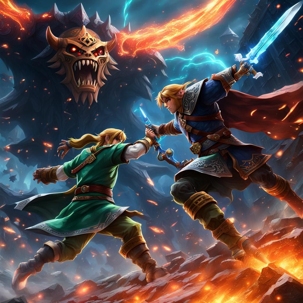 Epic Zelda Battle: Link vs Ganondorf in Matte Painting