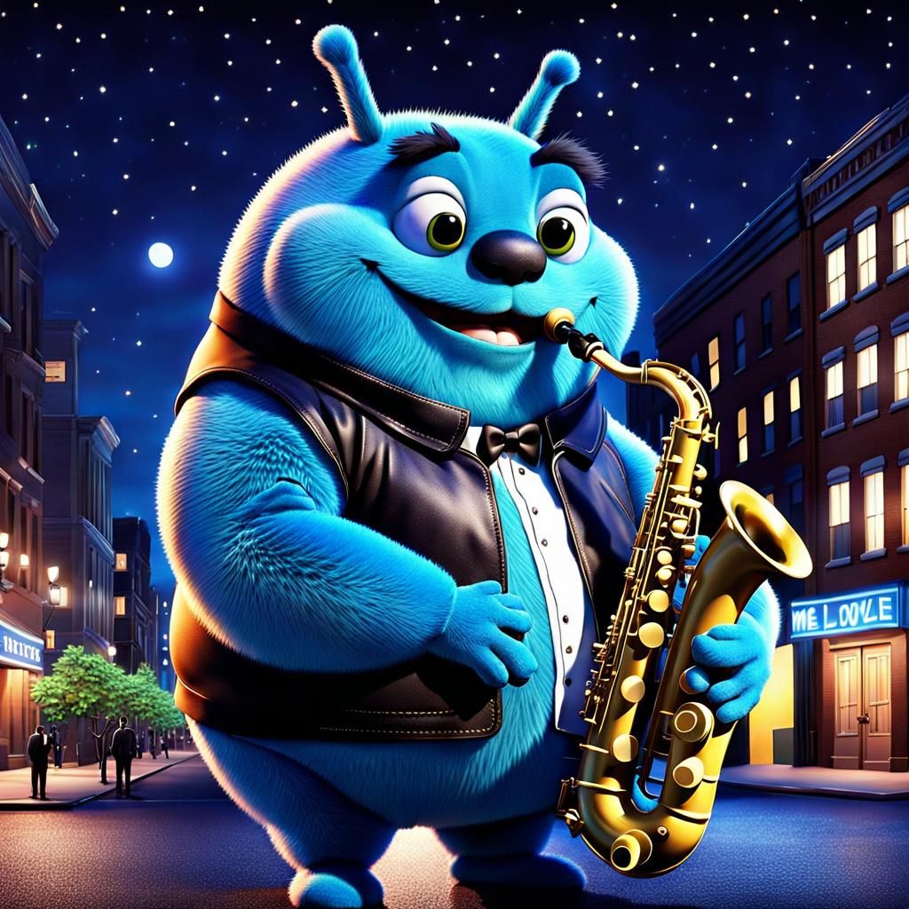 Caterpillar Saxophonist in Anime Style